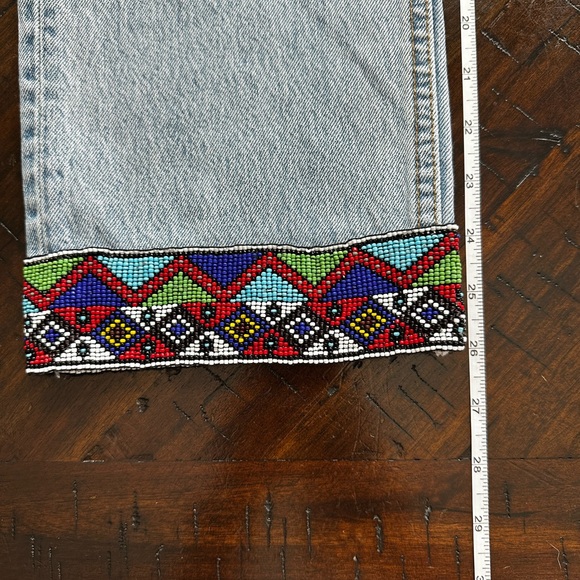 VINTAGE Buzz 18 Reworked Levi’s 501s - Beaded Embellished Jeans from the 90s - Picture 11 of 16